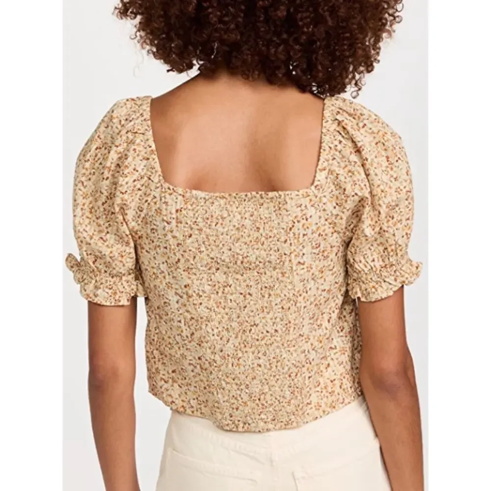 Madewell Hopewell Puff-Sleeve Crop Top in Cottage Garden size XL NWT